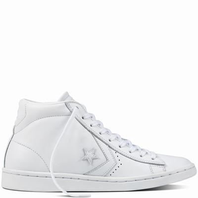 Converse Pro Leather Lp High Tops Womens - White/White/White Shoes (744VAYRT)